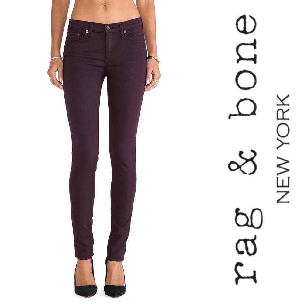 RAG & BONE The Skinny Jeans Womens 29 Distressed Wine Red Twill $275 Designer